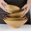Tigela de Cerâmica Grossa Estilo Chinês para Macarrão de Carneiro Estilo Retrô Louça Doméstica Comercial Tigela de Sopa Cerâmica de Barro Tigela Grande com Alça Tigela Balde