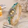 Deseo popular vintage cloisonné flor 3D floreciendo reloj de pulsera rico para mujer reloj de cuarzo pulsera de moda para mujer
