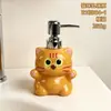 Dispensador de Sabonete Líquido Cerâmico Criativo de Gato para Bancada de Banheiro Doméstico Frasco com Bomba Frasco para Gel de Banho Loção