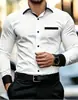 Camisa de Manga Larga para Hombre con Estampado 3D de Color Contrastante, Corte Entallado, No Planchar, Estilo Business Casual Europeo Transfronterizo