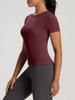 Athena lulu Roupa de Yoga em Lã Merino Feminina Justa Slim Respirável Manga Curta Top Esportivo Fitness Camiseta