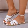 Sandalias Casuales Holgazanas de Exportación Europea y Americana para Mujer, Nuevas Sandalias de Playa Planas Ligeras con Hebilla Metálica de Verano