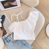 Chaleco de Verano para Niña con Hombro Descubierto 2025 Nuevo Verano Moda para Bebé Niña Tirantes Ropa para Niños Top sin Mangas con Volantes