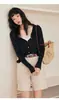 Cardigan Casual Versátil de Verão, Novo Estilo, Lã de Liocel, Acetato, Tencel, Gola V, Amigo da Pele, para Mulheres, Top Jaqueta Texturizado