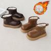 Botas de Neve Impermeáveis de Couro para Crianças, Família, Meninos e Meninas, Quentes com Forro de Lã e Acolchoadas, Sapatos Grandes de Algodão, Solas Grossas, Inverno 2025