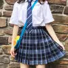 Falda Uniforme JK Universitaria Japonesa Cintura Alta Cuadros Gangli Tiange Falda Falda Plegada Plegada Primavera Verano Estudiante Uniforme Escolar