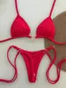 2027 Nova Decoração de Metal Europeia e Americana Bikini com Amarração no Pescoço e Franzido Sexy Brasileiro Cor Sólida Biquíni Peça Única