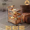 Mesa de Centro Móvil 2026 Estilo Nuevo Lujo Ligero Sensación de Alta Gama Estilo Vintage Carrito Pequeño Mesa Auxiliar Gabinete Lateral de Sofá Sala de Estar Uso Doméstico