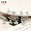 Pendientes de Acero Inoxidable Europeos y Americanos con Circonita de Botón de Alta Gama Versátiles Flor Hélice Interna Labio Stud Joyería para Piercing Corporal