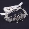 Tocado de Cristal Blanco Hecho a Mano Estilo Coreano Dama de Honor Novia Boda Guirnalda Accesorio para el Cabello Cabeza de Perlas Diadema de Flores para la Cabeza Estilo Bosque