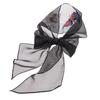 Bufanda de Seda Pequeña Larga Estrecha de Verano Delgada Bordada de Mariposas para Mujer Primavera y Otoño Combinable Moda Coreana Decorativa de Malla para Mujer