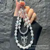 Colgante de Alas de Ángel Cadena de Teléfono Móvil de Alta Gama para Mujer con Perlas de Jade, Cristal y Perlas Grandes, Nueva Correa de Cadena de Lujo