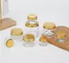 Botellas dispensadoras de crema de vidrio transparente al por mayor para fabricantes con tapas selladoras, botellas cosméticas vacías con tapas de aluminio de borde enrollado, botellas de crema