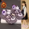 Zapatillas Deportivas de Bloques de Color para Niños 2025 Otoño/Invierno Con Felpa Adicional Cierre Giratorio Zapatillas de Correr Unisex Casual Ligeras Zapatos Blancos