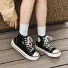 Zapatos de Lona con Cabeza de Mango de Caña Alta para Mujer 2025 Nuevos de Verano Zapatos de Tela de Cabeza Ancha Estudiantes Versátiles Tenis de Punta Cuadrada Suelas Gruesas