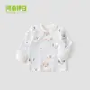 Top de algodón puro sin costuras para bebé, otoño e invierno, ropa para casa, camisa de otoño, camiseta interior de primavera y otoño con hombros descubiertos para bebés y niños