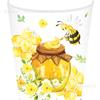 Mm145 Vajilla de Cumpleaños Panal de Abeja 8 Personas 4 Piezas Plato de Papel Vaso de Papel de Seda