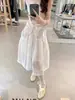 Saia de Tule Bufante Estilo Coreano Fan Sun Xh Mesma Roupa de He Xuanlin Verão Dongdaemun Nova Saia Midi Lisa Emagrecedora para Mulheres