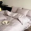Conjunto de cama de quatro peças em jacquard de alta qualidade classe A com 60 contagens, 100% algodão puro, novo modelo 2026, capa de edredom, lençol de cima, lençol com elástico