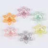 Pétalo Acrílico Color Brillante Chapado en Metal Flor de Seis Pétalos con Agujero Central Accesorios para el Cabello DIY Goma para el Cabello Pasador Cuentas Sueltas Accesorios de Joyería