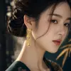 Brincos longos elegantes estilo Dinastia Song com ameixa, bambu e cauda de andorinha para mulheres, novos brincos vazados estilo chinês, acessórios de estilo nacional para o dia a dia com Hanfu e cheongsam
