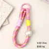 Correa de Teléfono de Cuerda Corta Estilo Dopamina Correa de Muñeca Cadena de Teléfono Trenzada de Perlas Llavero de Mano de Bloqueo de Color de Moda