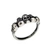 Anillo de calavera Rong Yu de estilo retro europeo y americano, personalizado para hombres y mujeres, joyería punk rock de Halloween, chapado en plata 925.