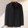 Jaqueta executiva de alta qualidade, novo estilo primavera e outono, gola de lapela, corte solto para homens de meia-idade e idosos, roupa casual de qualidade para pais