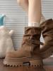 Botines Martin Marrones de Suela Gruesa para Mujer, Nuevo Estilo Primavera y Otoño 2026, Botines que Aumentan la Altura, Botines Cortos Versátiles de Estilo Británico