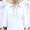 Ropa de Tallas Grandes para Mujeres de Mediana Edad y Madres Mayores Primavera y Otoño Nueva Camisa Holgada de Encaje de Hongo Manga Tres Cuartos Tops para Mujer