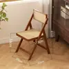 Cadeira Dobrável de Rattan para Uso Doméstico, Bambu Nan, Estilo Nórdico, Cadeira com Encosto, Cadeira de Mesa de Jantar, Dropshipping Disponível, Cadeira de Lazer, Cadeira de Jantar