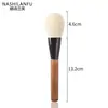 Set de Brochas de Maquillaje Cangzhou de 14 Piezas de Madera Natural con Brocha Iluminadora de Pelo Animal, Brocha Mezcladora en Forma de Llama, Brocha para Sombras de Ojos, Set de Cerdas Suaves