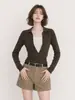 Suéter Tejido de Estilo Vintage Old Money con Solapa, Falso Dos Piezas, Nuevo Otoño 2026 para Mujer, Ajuste Delgado, Versátil, Elegante