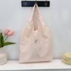 4613 Corea del Sur Verano Relieve Lindo Bolsa de Lona Diseño Nicho Bolso Tote de Gran Capacidad Bolso de Hombro Bajo el Brazo