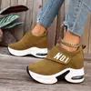 Zapatos Deportivos de Cuña de Tamaño Grande Transfronterizos 2025 Otoño Nuevos de Velcro con Suela Gruesa Zapatos Casuales en Stock