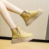 Botas de Neve Femininas 2026 Inverno Novo Estilo Tendência Plus Veludo Espessado Sapatos Pão Moda Plataforma Sola Botas Curtas Quentes Sapatos de Algodão