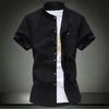 Camisa de Manga Corta para Hombre Nueva de Verano 2021 Estilo Coreano Casual Color Sólido Bolsillo Cuello Algodón Camisa para Hombre para Jóvenes