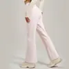 Pantalones Sueltos Rectos de Tiro Alto Color Durazno con Bolsillos Traseros, Pantalones de Yoga Adelgazantes, Pantalones de Yoga de Tiro Alto Levanta Glúteos para Mujer