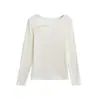 Camiseta de Manga Larga de Color Sólido con Cuello Irregular de Moda para Chicas Atrevidas, Versátil Camiseta Básica de Moda Otoñal, Top Corto Elegante