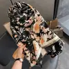 Xale duplo grande floral vintage estilo francês, cachecol de borla espesso de cashmere falso, aquecedor de pescoço quente feminino em estoque