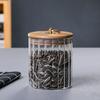 [Personalização do Fabricante] Pote de Chá de Vidro Listrado com Tampa de Bambu e Argola de Puxar Pote Selado para Armazenamento Pote de Armazenamento de Grãos para Cozinha