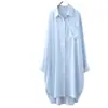Camisa de Verano Transfronteriza 2026 de Longitud Media y Manga Larga para Mujer, Corte Holgado Artístico, Corta por Delante y Larga por Detrás, Cárdigan con Protección Solar, Chaqueta Delgada