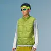 RUMENG Estilo Japonês Funcional para Exterior Repelente à Água Tricô Patchwork Colete de Penas Penas de Pato Branco Esportivo Gola Alta Colete de Penas