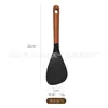Juego de espátulas de silicona, resistentes a altas temperaturas, para utensilios de cocina antiadherentes, espátula de cocina con mango de madera, cuchara para sopa, herramientas de cocina para el hogar