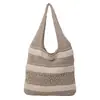 Bolsa de Mão/Ombro Feminina com Recortes Design Simples Listrado Design Transfronteiriço Bolsa de Palha Tecida de Verão Nicho Bolsa de Tricô Amazon