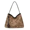 Bolsa Feminina Yue Zi Estampa de Leopardo Bolsa de Moda 2026 Nova Outono/Inverno Retrô Bolsa de Ombro Único Bolsa Tote de Grande Capacidade para o Dia a Dia