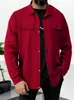 Nueva Chaqueta Abrigo Casual de Hombre Amazon Transfronterizo Otoño Waffle Color Sólido Bolsillo Superior Manga Larga