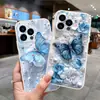 Aplicable a funda de teléfono Apple 18pro 17PROMAX Mariposa Azul TPU Funda Protectora IP16PRO Pétalos de Joya