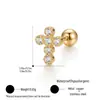 Venta Caliente en Amazon Aretes de Acero de Titanio con Rosca Bola Pequeña Barra Cruzada Diamante Incrustado Aretes de Cartílago Auricular Aretes Simples para Conch Auricular Mujer