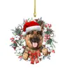 Nuevas Decoraciones Navideñas Gato Perro Sombrero de Papá Noel Colgante Acrílico Plano Festivo Joyería Infantil Colgante